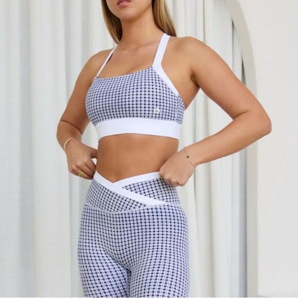 Astoria LUXE BALANCE Signature Sports Crop - Blue Lattice Blue Medium NWT IN PKG - Picture 3 of 8